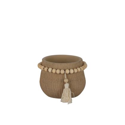 Кафяви циментови кръгли мъниста комболи с цветя Φ13.5x10см - 1/18kib