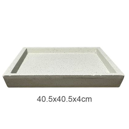Квадратна чиния за саксия от фиброглина в бежово-гранитно покритие - 40.5x40.5x4см 5 бр./кутия