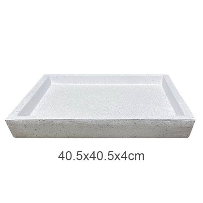 Квадратна чиния от бял гранит за саксия от фиброглина - 40.5x40.5x4см 5 бр./кутия