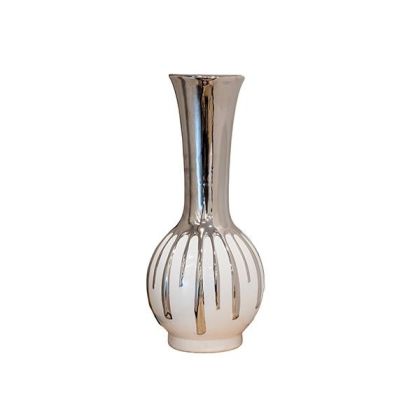 Керамична ваза бяло-сребърна 16.5x16.5x33.5см