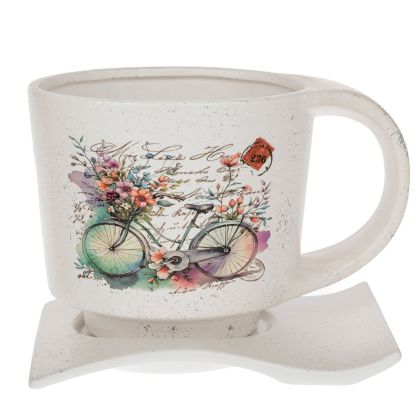 КЕРАМИЧНА ЧАША ЗА ЧАЙ С ПРИНТ НА ВЕЛОСИПЕД 23X17X16 СМ