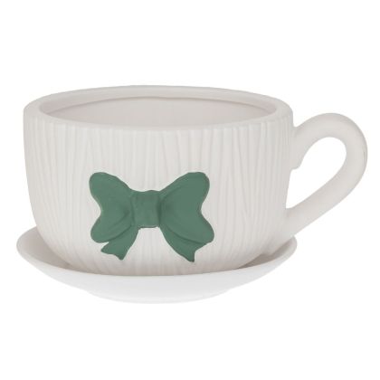 КЕРАМИЧНА ЧАША ЗА ЧАЙ СЪС ЗЕЛЕНА ПАНДЕЛКА 29,5X23X17СМ