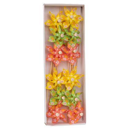 КОМПЛЕКТ 12 ПЛАСТМАСОВИ ВЯТЪРНИ МЕЛНИЦИ НА ПРЪЧКА 9X5X28 СМ