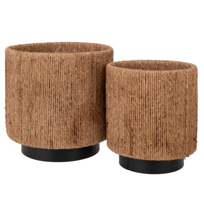 КОМПЛЕКТ 2 ЧЕРНИ МЕТАЛНИ САКСИИ D21X22 D16X16 СМ