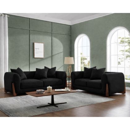 Комплект Kansas, 2-3-местен, черен плат с плюшено мече