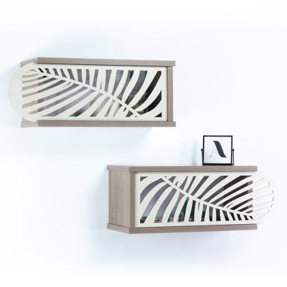 Комплект от 2 меламинови стенни рафтове Sillia Hm9192.01 орехов крем 55x20x22y см.