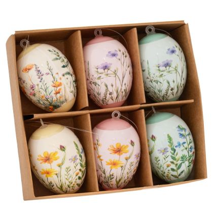 КОМПЛЕКТ ОТ 6 ПЛАСТМАСОВИ ВИСЯЩИ ЯЙЦА 4X4X6 СМ