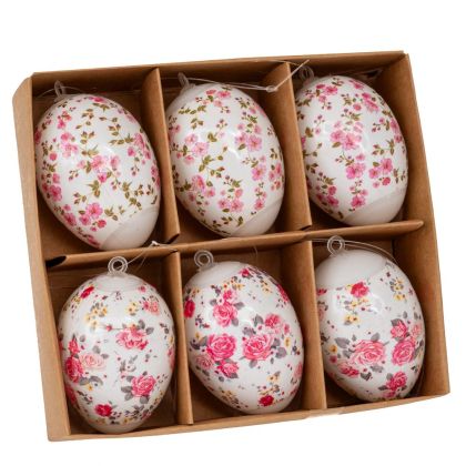 КОМПЛЕКТ ОТ 6 ПЛАСТМАСОВИ ВИСЯЩИ ЯЙЦА С ШАБЛОНИ 4X4X6 СМ