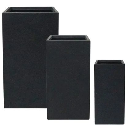 Комплект саксии от влакниста глина/3 антрацитови гранитови правоъгълни - 1/кутия