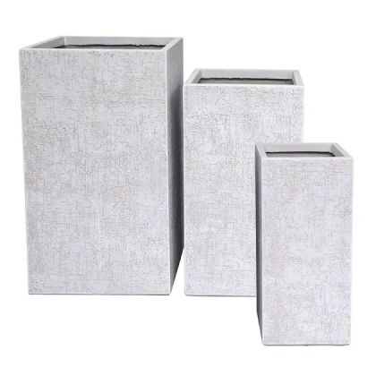 Комплект саксии от влакниста глина/3 бяло-кремави правоъгълника - 1/кутия