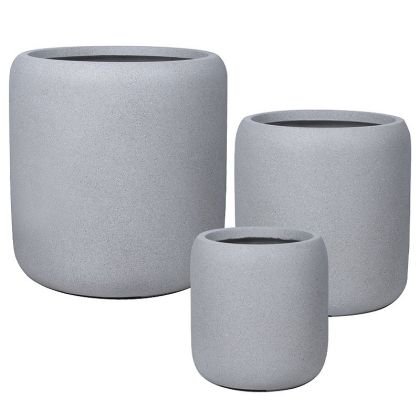 Комплект саксии от фибърклай/3 помпи от сив гранит - р: Φ32x34, м: Φ42x43, д: Φ54x55см 16/pal