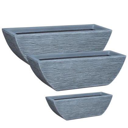 Комплект саксии от фибърклайн/3 сиви саксии Anoixto размер: 60x18x18, м: 70x24x23, д: 80x30x27см 16/pal