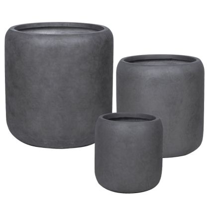 Комплект саксии от фибърклей/3 помпи с варела с въглища - S:φ32x34, M:φ42x43, L:φ54x55см 16/pal