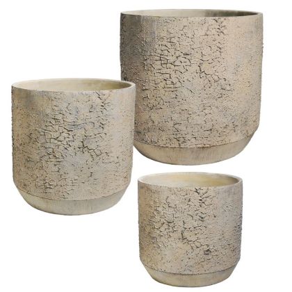 Комплект циментови саксии/3 бежови, стар ясен - Д:φ30x29.5, М:φ26x25.5, Ш:φ22.5x22см 84/pal