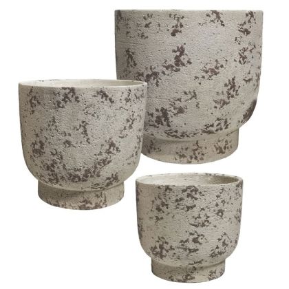 Комплект циментови саксии/3 бежово-кафяви антични саксии - Д:φ30x28, М:φ25x23, Ш:φ20.5x19см 84/pal