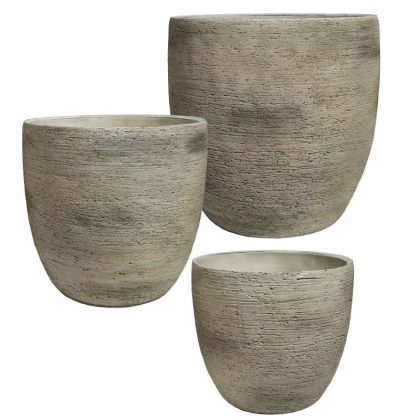 Комплект циментови саксии/3 кафяви стари - Д:φ30x29.5, М:φ26x25.5, Ш:φ21.5x21.5см 84/pal