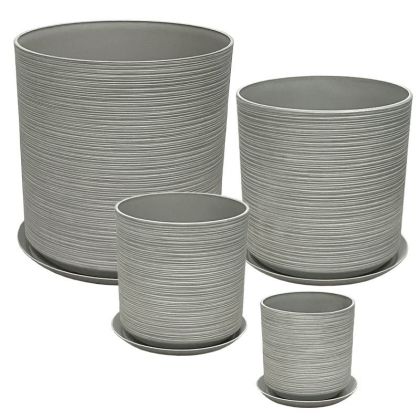 Комплект чинии от камък полисмола/8 сиви, от стара глина - Д:φ43x43.5, М:φ35x35, Ш:φ28x28, Xs:φ21x21.8см
