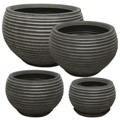 Комплект чинии от полирезин/8 черни антични купи - д: Φ70x45.5, м: Φ53.5x35, ш: Φ40.5x26, Xs: Φ29x19см