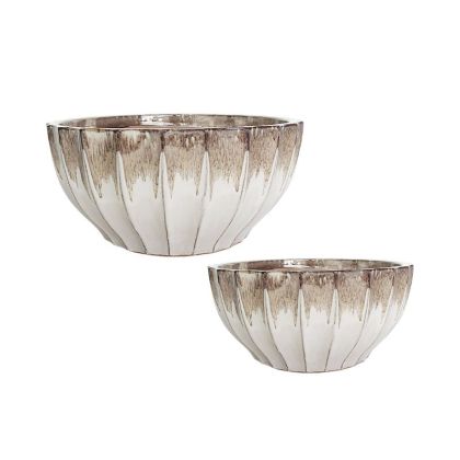 КОМПЛЕКТ/2 ГЛИНЕНИ КУПИ БЕЖОВИ, ОВАЛНИ С ЛЕНТИ - РАЗМЕР: Φ25.5X12.5, ДЪЛЖИНА: Φ31X15.5 2/KIB