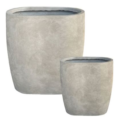 Комплект/2 леки циментови саксии, бежови - р: 58x37x58, д: 78x50x78 см 1/кутия