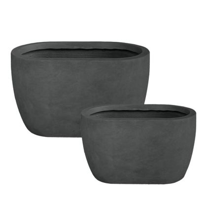 Комплект/2 леки циментови саксии, черни, правоъгълни - р: 58x34x32, м: 78x46x44 см 1/кутия