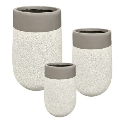 Комплект/3 леки циментови саксии, бежови, високи - Φ23x36, M:φ36x56, L:φ53x78см 1/кутия