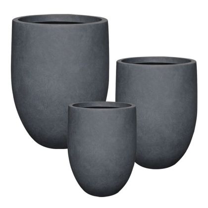 Комплект/3 цилиндрични леки циментово-карбонови саксии - S:φ43x55, M:φ55x69, L:φ70x81см 1/кутия