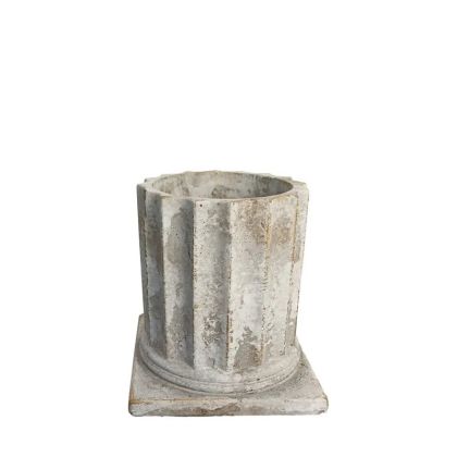 Кръгла бяла/златиста антична саксия с колона, малка - Φ12.5x13.5см 1/16kib