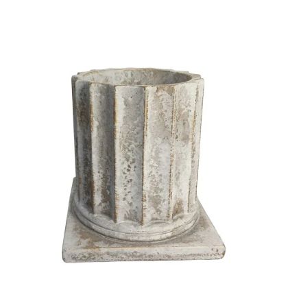 Кръгла бяла/златиста антична саксия, голяма, основа - Φ17x18см 1/8kib