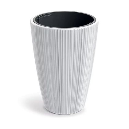 КРЪГЛА ПЛАСТМАСОВА САКСИЯ ORO, БЯЛА, 40X55 СМ