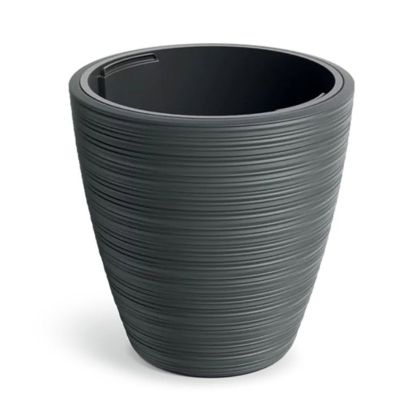 КРЪГЛА ПЛАСТМАСОВА САКСИЯ VENA, ТЪМНО СИВА, 40X40 СМ
