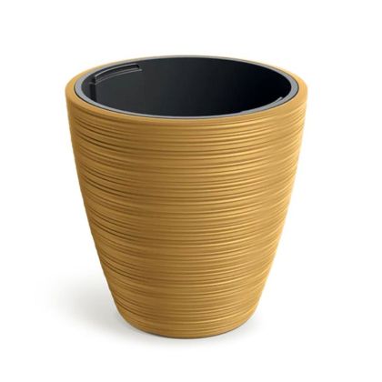 КРЪГЛА ПЛАСТМАСОВА САКСИЯ VENA, ЦВЯТ ГОРЧИЦА, 30X30 СМ