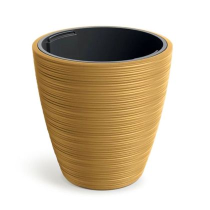 КРЪГЛА ПЛАСТМАСОВА САКСИЯ VENA, ЦВЯТ ГОРЧИЦА, 40X40 СМ