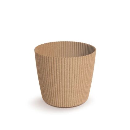 КРЪГЛА САКСИЯ ОТ ЕКО ДЪРВО, ПЛАСТМАСА, НАТУРАЛЕН ЦВЯТ, 11X9,5 СМ