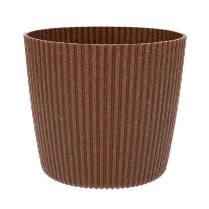 КРЪГЛА САКСИЯ ОТ ЕКО ДЪРВО, ПЛАСТМАСА, НАТУРАЛЕН ЦВЯТ, 13X11 СМ