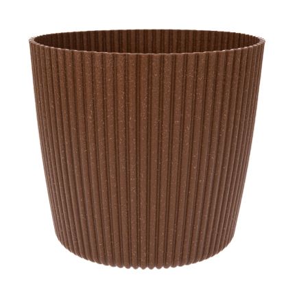 КРЪГЛА САКСИЯ ОТ ЕКО ДЪРВО, ПЛАСТМАСА, НАТУРАЛЕН ЦВЯТ, 20X17 СМ