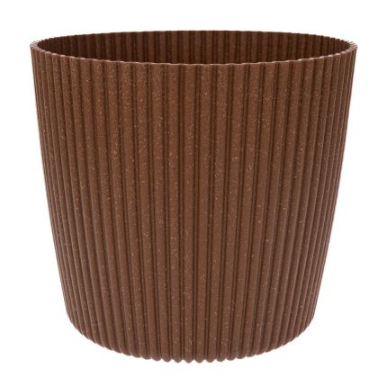 КРЪГЛА САКСИЯ ОТ ЕКО ДЪРВО, ПЛАСТМАСА, НАТУРАЛЕН ЦВЯТ, 24X20 СМ