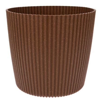 КРЪГЛА САКСИЯ ОТ ЕКО ДЪРВО, ПЛАСТМАСА, НАТУРАЛЕН ЦВЯТ, 30X26 СМ