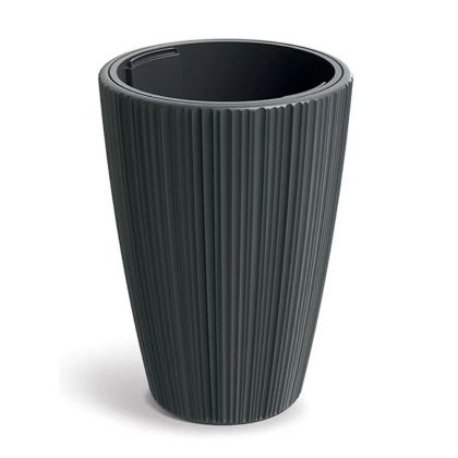 КРЪГЛА ТЪМНОСИВА ПЛАСТМАСОВА САКСИЯ ORO D30X40 СМ