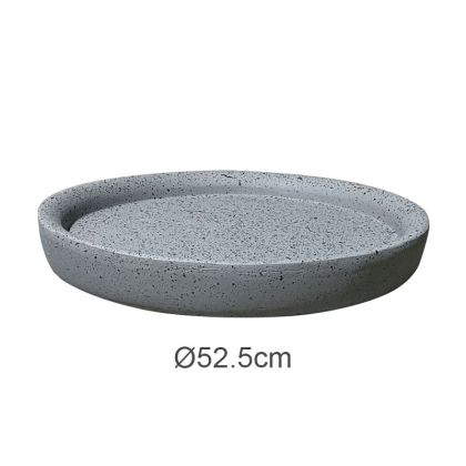 Кръгла чиния от сив гранит, от влакнаста глина, за саксия - Φ52.5x4.5см 5 бр./кутия