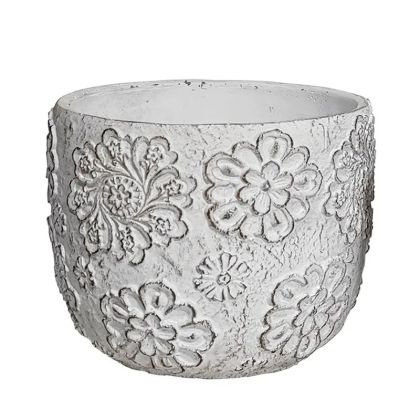 Кръгли релефни цветя с бели цветя - Φ17x14.5 см 8/кутия