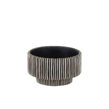 Къса циментова саксия, бежово-черна, кръгла и дъно Φ18x10.5см - 1/9kib