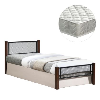 Легло с матрак Rayven Hm21335 метал и дърво в мърз дъб - матрак 90x190см