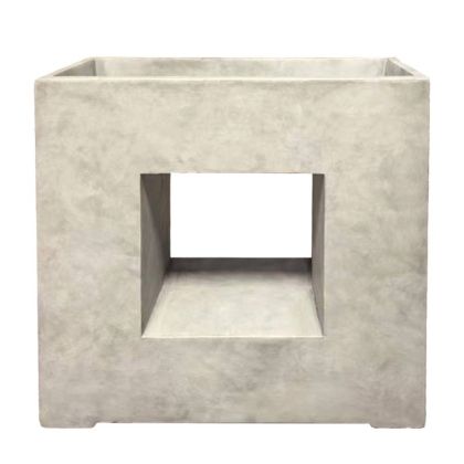 Лека циментова кутия, бежова, квадратна с дупка - 68,5x28x69,5 см