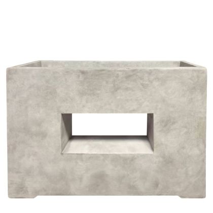 Лека циментова кутия, бежова, правоъгълна с дупка - 75x28x53.5 см