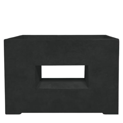Лека черна циментова кутия, правоъгълна с дупка - 75x28x53.5 см