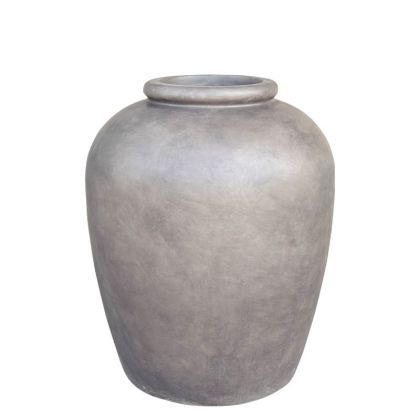 Малка лека циментова саксия, кафява, стара - Φ63x71см