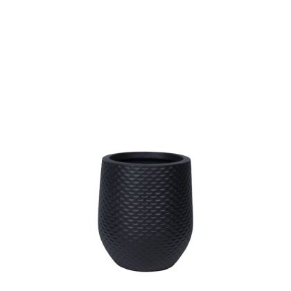 Малка саксия от фибърглина, плаваща, черна, плаваща - Φ28x32см