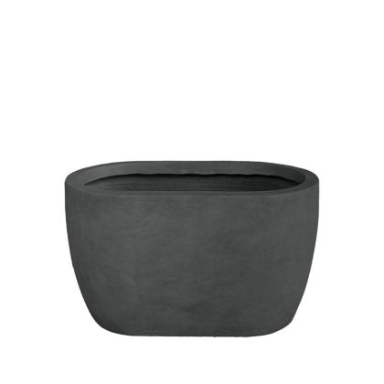 Малка саксия, изработена от лек черен цимент, правоъгълна - 58x34x32см