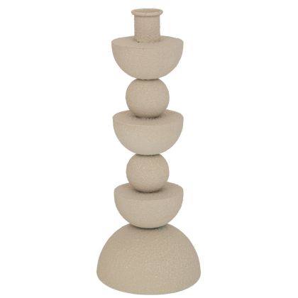 МЕТАЛЕН СВЕЩНИК В КРЕМАВ ЦВЯТ 10X10X26 СМ